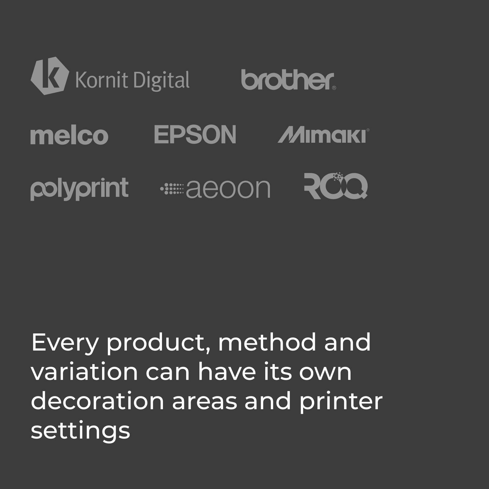 Decoration areas and printer settings
